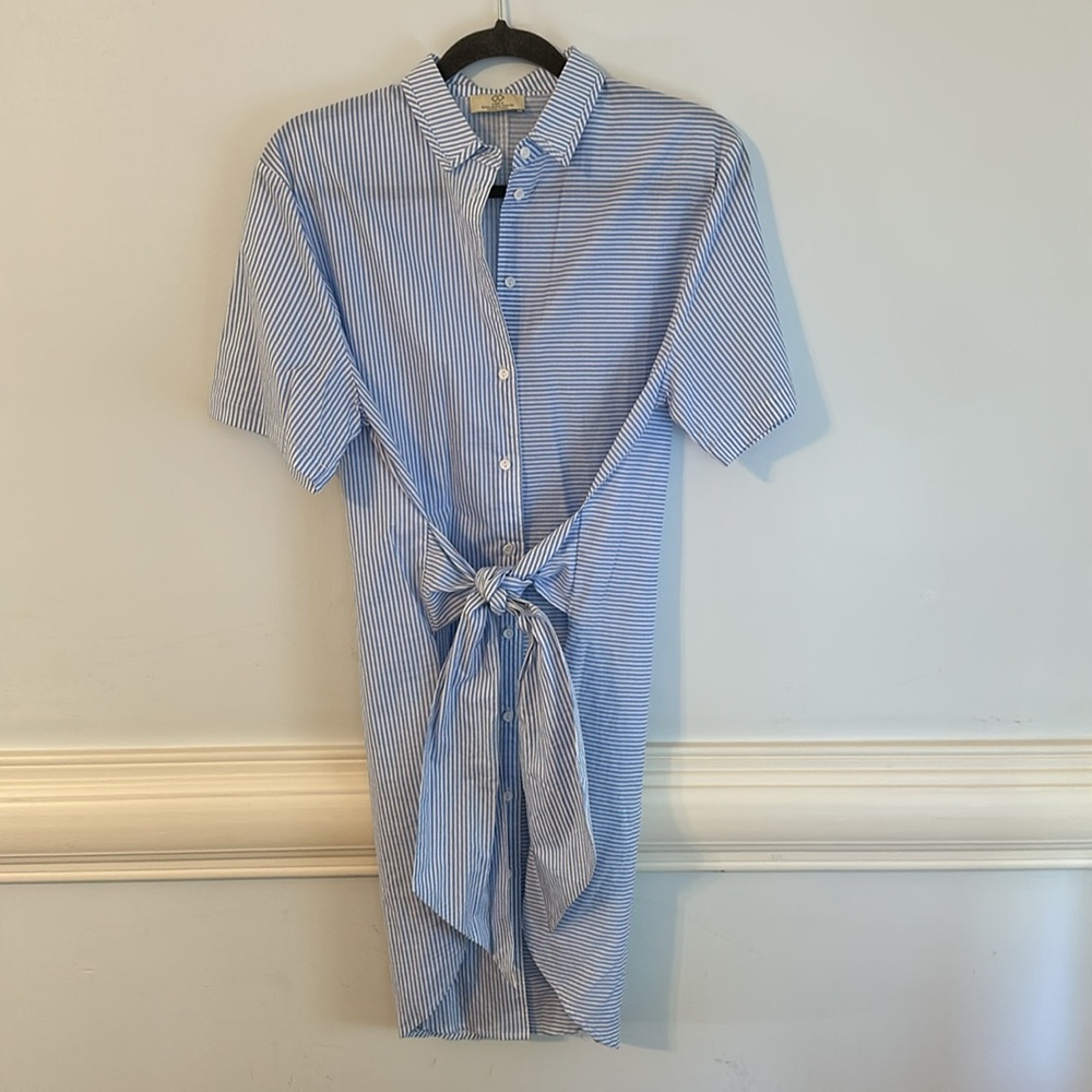 Shirt dress with tie 100% cotton NWOT